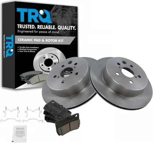 Miniatura 111 de TRQ Kit de rotor de freno trasero y pastillas de cerámica Posi premium compatible con camioneta Chevy GMC