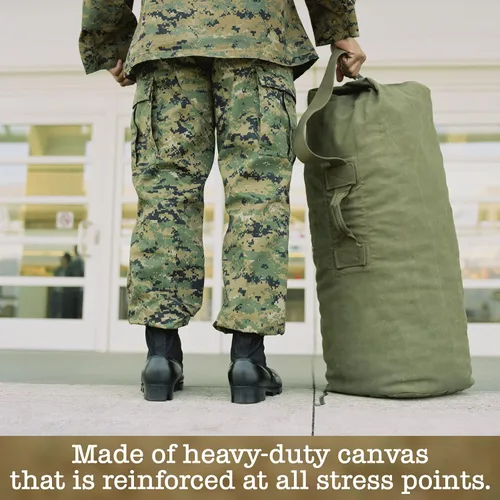 Miniatura 3 de BaHoki Essentials Bolsa de lona de lona resistente con carga superior para el mar, bolsas de viaje de carga verde militar, forro polar verde