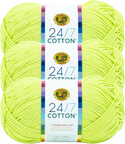 Miniatura 24 de Lion Brand Yarn, Hilo ligero mercerizado de algodón 24/7 para tejer, ganchillo y manualidades, Almirante, 1 paquete, 185 yardas de fibra natural