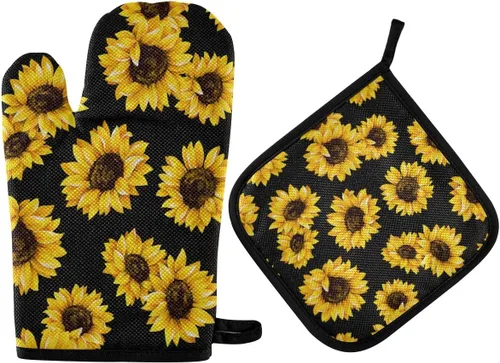 Miniatura 8 de ZZXXB Spring Bird - Guantes de cocina dobles con diseño floral de mariposa, resistentes al calor, antideslizantes, extra largos de 7 x 35 pulgadas