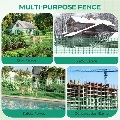 Miniatura 8 de Ohuhu Valla de seguridad de plástico para jardín, 3.4 x 100 pies, rollo de valla de jardín reutilizable con 25 estacas de 4 pies más gruesas