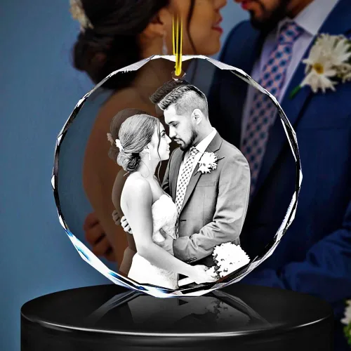 Adorno de cristal 2D, grabado con láser 3D, imagen de regalo de cumpleaños memorable, personalizado con tu propia foto para hombres, mujeres, mamá,