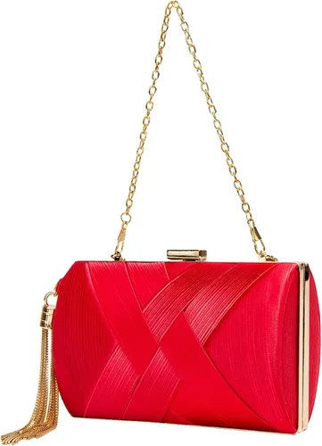 Miniatura 2 de Elegante bolsa de noche de seda con colgante de borla para mujer bolso de mano para novia boda graduación fiesta de salida nocturna