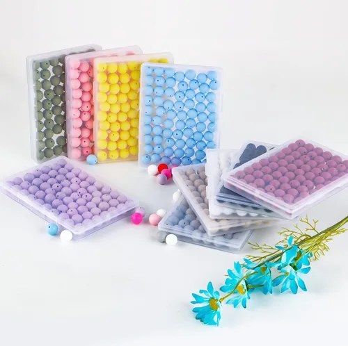 Miniatura 6 de Sunrony 70 cuentas de silicona para hacer collares, cuentas redondas de silicona a granel de 0.59 pulgadas para bolígrafos (rosa caramelo)