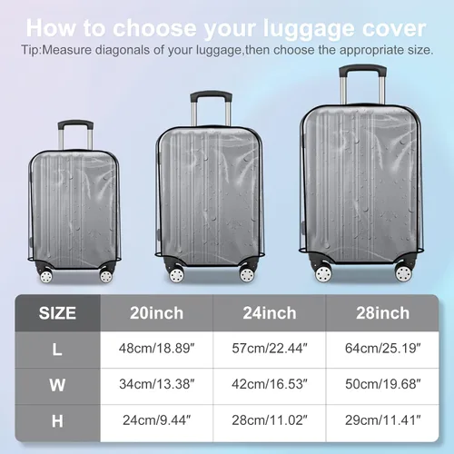 Miniatura 5 de JZRTravel Funda de equipaje de 3 piezas de PVC transparente impermeable para maleta, protector de maleta de equipaje para ruedas giratorias
