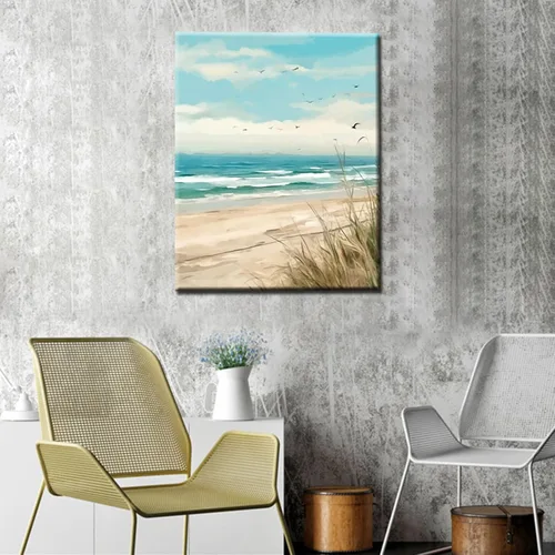 Miniatura 3 de Tucocoo Kits de pintura por números de playa junto al mar, lienzo de 16 x 20 pulgadas, pintura al óleo para niños, estudiantes, adultos Paisaje