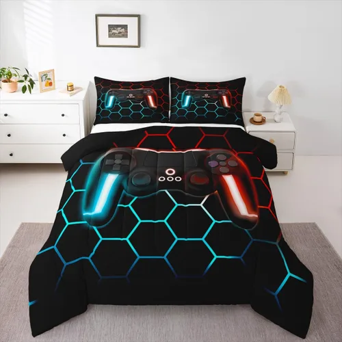Miniatura 31 de Edredón de videojuegos para niños y adolescentes, juego de ropa de cama individual, juego de edredón para niños y jugadores, decoración del hogar