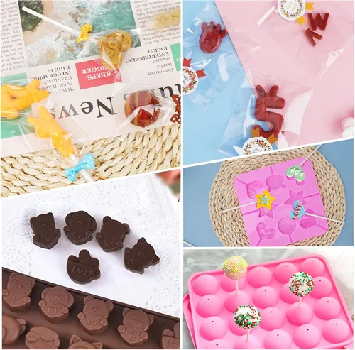 Miniatura 3 de Kit de 618 piezas para hacer pasteles con 5 juegos de moldes de silicona, soporte de exhibición de 3 niveles, olla para derretir dulces