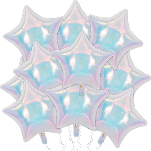 Miniatura 19 de Globos de papel de aluminio con forma de estrella de arena beige, marrón y blanco, 10 globos de Mylar en forma de estrellas de 18 pulgadas
