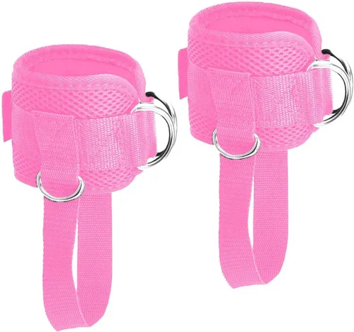 Miniatura 7 de Correas de tobillo, tobilleras, puños de muñeca, correas acolchadas, correas ajustables para fitness, anilla en D para máquina de cable con Negro