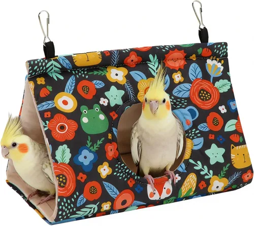Miniatura 11 de Rypet Casa de nido de pájaros cálida para invierno, hamaca colgante de terciopelo, jaula de felpa mullida para pájaros escondidos, cama para dormir