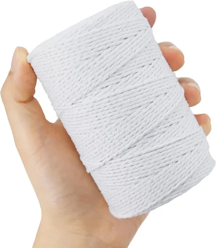 Miniatura 3 de Cuerda de cordel, 500 pies de algodón para carniceros de cocina, cuerda de cocina para manualidades, asar, envolver regalos, decoración de Blanco