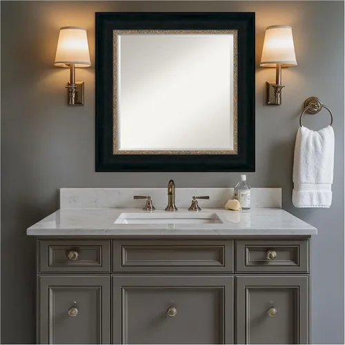 Miniatura 6 de Amanti Art Bronze Bathroom Mirror for Over Sink, 27x27 Paragon Bronze Square Vanity Mirror, Medium Traditional Frame, Hangs Horizonally and