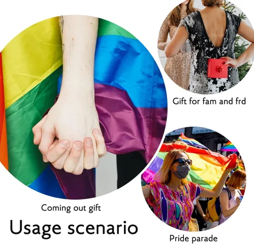 Miniatura 3 de Bandera trans para pared y exteriores de 3 x 5 pies con 1 pin de bandera transgénero y 2 calcomanías de arco iris al azar, cosas del orgullo gay