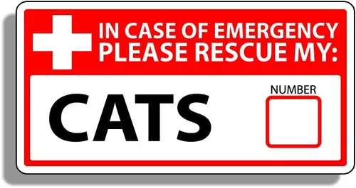 Miniatura 2 de Calcomanías de advertencia de emergencia de primeros auxilios para gatos y gatitos, rescate de seguridad, bombero, fuego, animales, ayuda a salvar