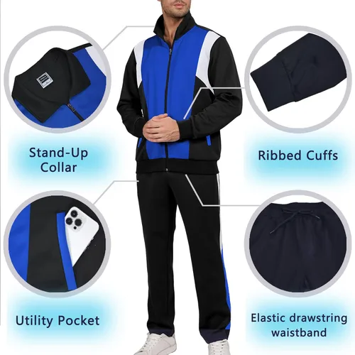 Miniatura 4 de Men's Sports Tracksuit Sets Casual Full Zip Jogging Sweat Suits Men 2 Piece Set