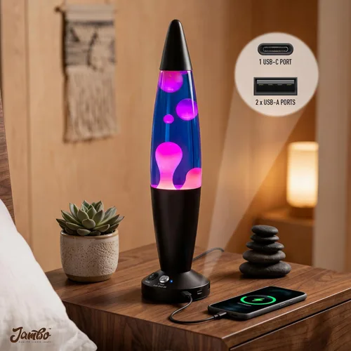Miniatura 4 de JAMBO Lámpara hermosa de 16 pulgadas con cera, luz nocturna relajante para decoración del hogar, extra alta, lámpara para sala de estar, oficina