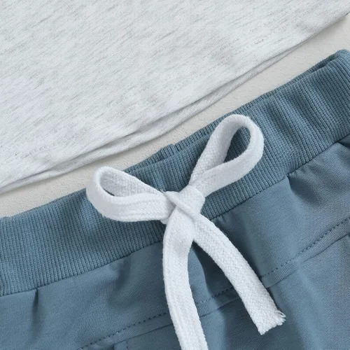 Miniatura 76 de Conjunto de ropa de otoño e invierno para bebé niño pequeño, sudadera de manga larga con colores contrastantes, pantalones elásticos para recién