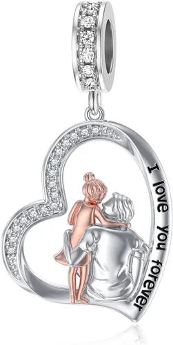 Miniatura 225 de PROESS Dije para padre, madre e hija, pulsera de plata de ley para pulseras, regalos de cumpleaños, día de San Valentín, para hija, madre, amante