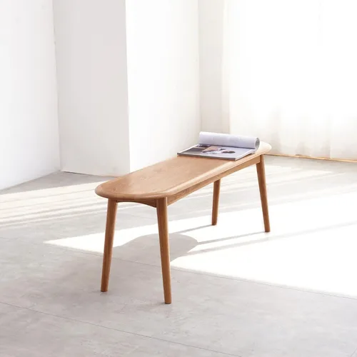 Miniatura 3 de Banco de comedor de madera de roble macizo, banco de acento con grano de madera para comedor, entrada, dormitorio