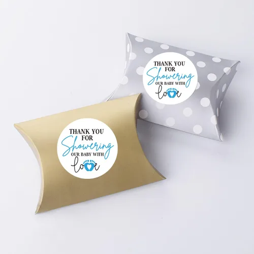 Miniatura 5 de Blue Little Feet - Calcomanías para baby shower, agradecimiento por duchar a nuestro bebé con amor, 2 pulgadas, 50 unidades, para niños