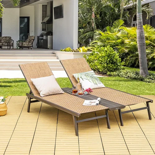 Miniatura 2 de COSTWAY Patio 2-Persona Chaise Lounge Chair 6-Posición Trasera Ajuste Panel Medio