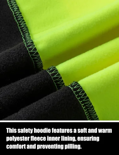 Miniatura 7 de Ubon Hi Vis - Sudaderas con capucha para hombre, alta visibilidad, reflectantes, de seguridad, ropa de trabajo, trabajo, parte inferior negra