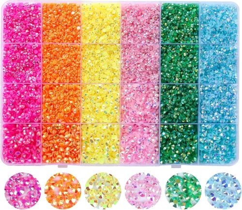Miniatura 18 de Diamantes de imitación de resina con parte trasera plana, 21000 unidades de piedras preciosas de gelatina que no se calientan, 6