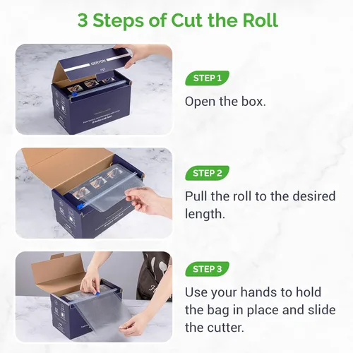Miniatura 4 de Bolsas selladoras al vacío Geryon para alimentos, rollos de 8x36.5m con cortador deslizante para todas las máquinas selladoras al vacío, libres