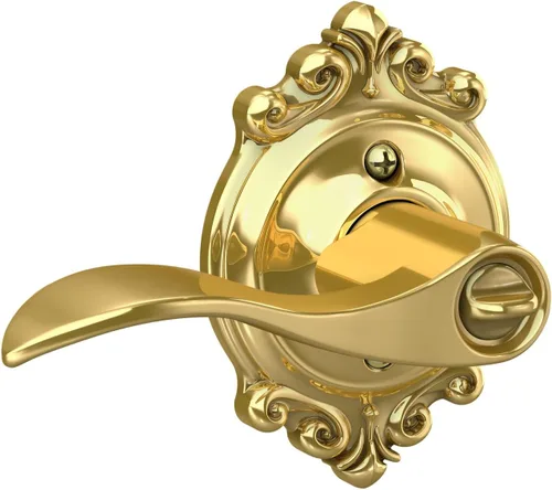 Miniatura 4 de SCHLAGE - Manija Accent con cerradura que se abre con llave y una moldura Brookshire en latón brillante Bright Brass