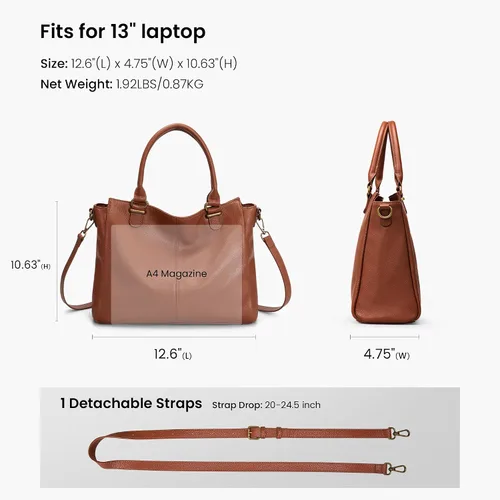 Miniatura 4 de befen Carteras de cuero genuino suave para mujeres, bolso tote pequeño, carteras, bolsos cruzados con asas superiores, cartera bandolera tipo satchel