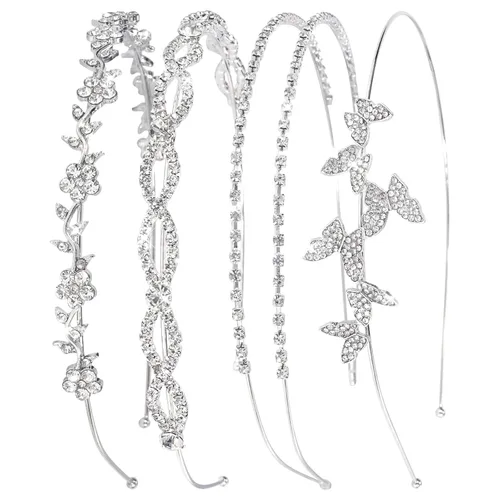 Miniatura 15 de Wecoe Diadema azul real con diamantes de imitación, diadema de flores para niña, diadema de metal de cristal para mujer, regalo de diadema de moda