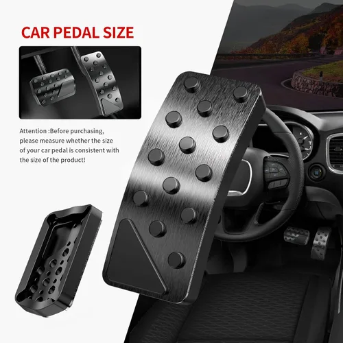 Miniatura 3 de Funda de pedal de aleación de aluminio para Jeep Grand Cherokee 2011-2024 2025 Dodge Durango 2011-2024 2025 Sin perforación Fundas de pedal de freno