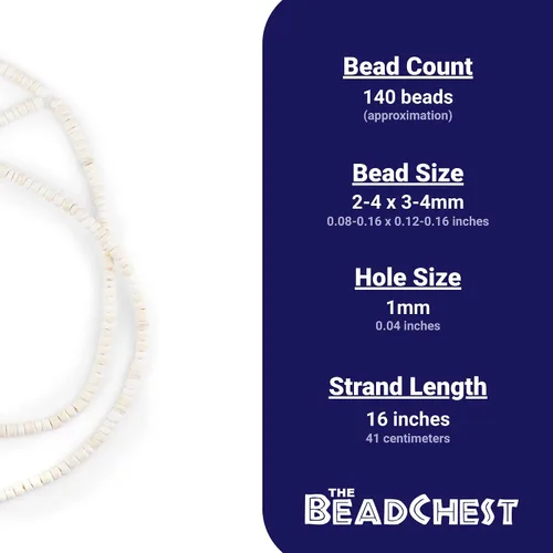Miniatura 4 de The Bead Chest Cuentas de coco natural blanco (0.157 in)