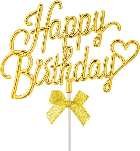 Miniatura 11 de Decoración de pastel de feliz cumpleaños rosa intenso – Cartel de feliz cumpleaños 3D de doble cara para pastel con lazo, idea para decoración