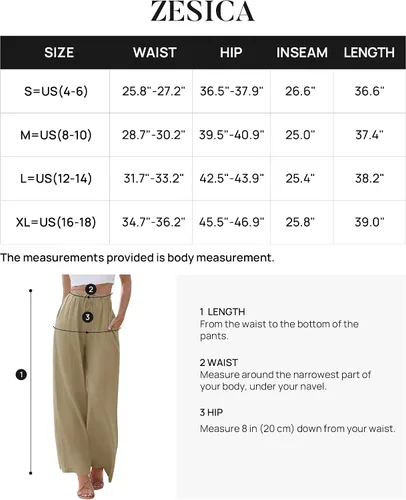Miniatura 6 de ZESICA Women's Summer Linen Wide Leg Flowy Palazzo Pants Casual High Waisted Loose Trousers with Pockets
