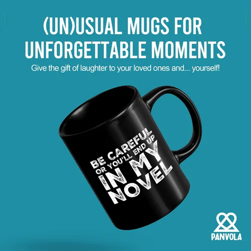 Miniatura 2 de Be Careful Or You'll End Up In My Novel Author Gifts Writer Novelist Poet Sarcástico Taza de cerámica de 11 oz Negro 11 oz