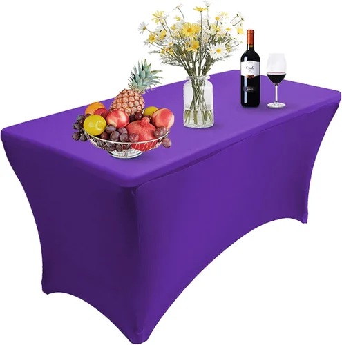 Miniatura 10 de Reliancer Mantel rectangular de elastano ajustado a la mesa para fiestas al aire libre, exhibición, DJ, banquetes, comerciantes, recepción de boda