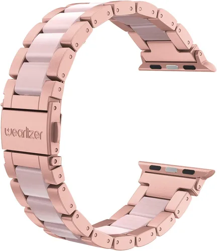Miniatura 25 de Wearlizer - Correa compatible con Apple Watch de 38/40/41/42 mm; pulseras de moda para mujer, acero inoxidable + resina metálica de repuesto
