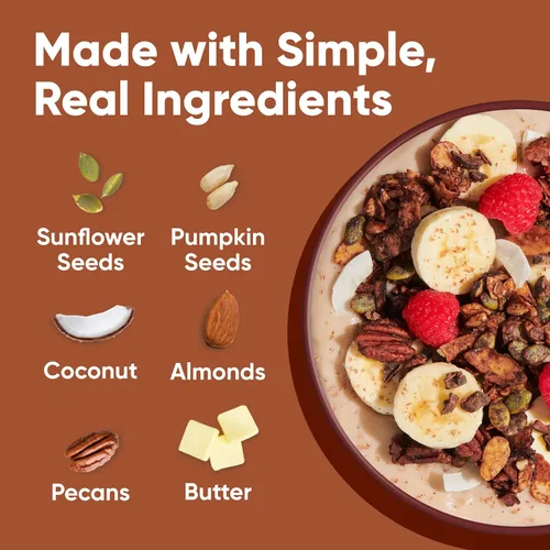 Miniatura 4 de NuTrail Cereal de granola de nuez, chocolate negro, sin azúcar añadido, keto, bajo en carbohidratos, sin gluten, sin granos, desayuno saludable, 8