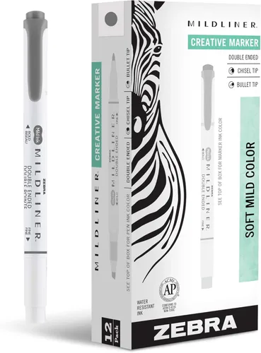 Miniatura 29 de Zebra Pen Mildliner - Resaltador de doble punta, puntas gruesas y finas, Azul