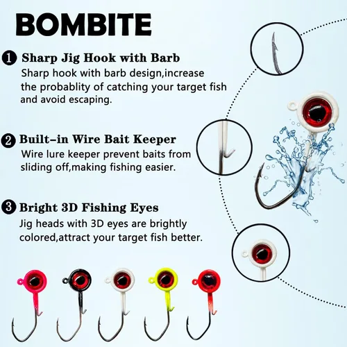 Miniatura 2 de Paquete de 40 Cabezas de Jig para Crappie, Jigs de Crappie Cabezas de Jig de Pesca Anzuelo Señuelo Cabezas de Jigs de Pesca para Pesca de Lubina