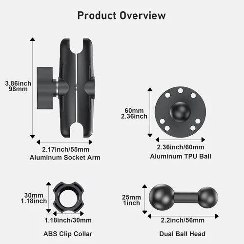 Miniatura 7 de Soporte de tableta industrial para camión y vehículo, base de taladro resistente, soporte para iPad para automóvil, brazo de aluminio ajustable