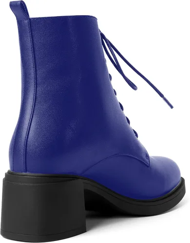 Miniatura 74 de ROSERWISH Botas altas de tacón bajo y grueso para mujer, con cordones, cómodas, modernas, con puntera redonda, de 2.5 pulgadas