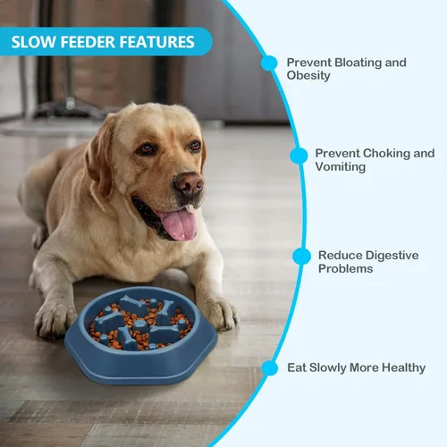 Miniatura 7 de UPSKY Cuenco de alimentación lenta para perros, antiasfixia, alimentación más lenta, cuencos de rompecabezas para mascotas, platos interactivos