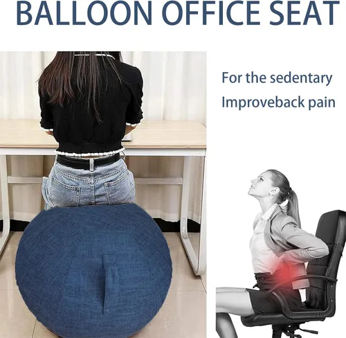 Miniatura 2 de Cubierta de bola sentada, adaptador de clavija de tapón de aire, 25.6 pulgadas y 29.5 in, bola de parto, cubierta de bola de ejercicio para bola