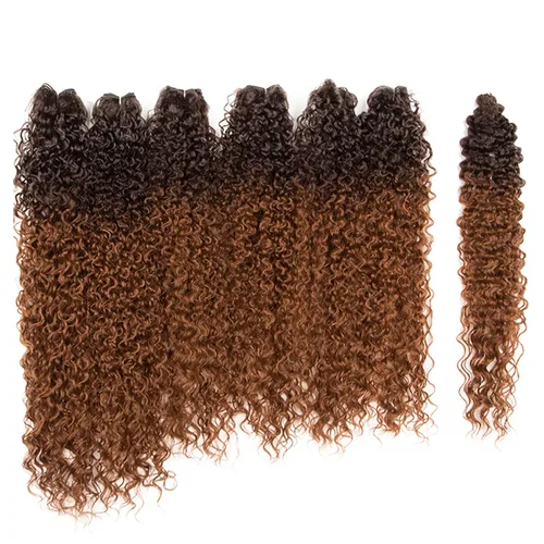 Miniatura 8 de 7 mechones de cabello sintético rizado tipo afro de 22, 24 y 26 pulgadas (7.76 oz) elaborado con fibra de alta temperatura.