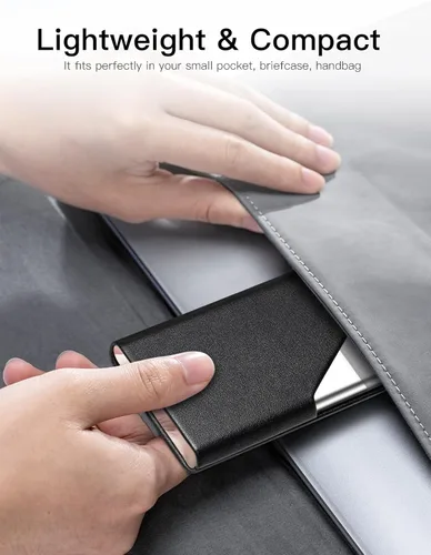 Miniatura 6 de Padike Tarjetero, Estuche Tarjetero de Cuero Mejorado de Bolsillo para Hombres o Mujeres, Soporte Delgado de Metal para Tarjetas de Nombre