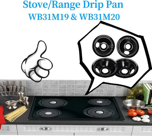 Miniatura 7 de Quemador de estufa negro de repuesto para quemador eléctrico GE Hotpoint, (2) 8 pulgadas WB31M19 (2) 6 pulgadas WB31M20 Set por APPLIANCEMATES