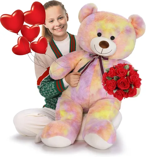 Miniatura 16 de Tezituor Oso de peluche grande de 59 pulgadas, animal de peluche negro gigante para baby shower, Navidad, día de San Valentín o cumpleaños, oso
